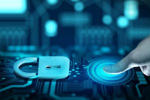 Data protection Cyber Security Privacy with Fingerprint identifi Fingerprint identification access Data protection Cyber Security Privacy. Information or Network protection with firewall. Business Internet Technology with Biometrics Concept.